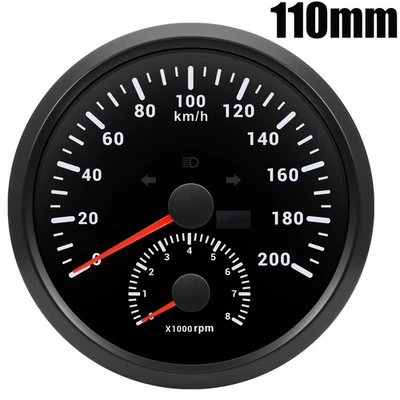 110MMA Black GPS Speedometer 200KM/H With Tacho 8000RPM Gauge for Car Boat ATV - Image 1 of 4