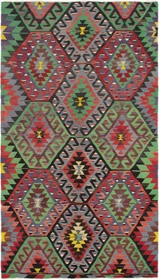 Vintage Hand Woven Traditional Kilim Rug 5'6" x 10'0" Oriental Wool Carpet - Image 1 of 4