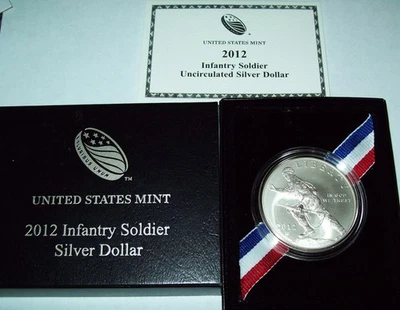 2012-W U.S. Mint Infantry Soldier UNC Silver Dollar $1 OGP/COA - Image 1 of 2