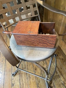 Vtg Antique Wood Ballot Box Secret Voting Masonic Odd Fellows Fraternal Marbles - Picture 1 of 6