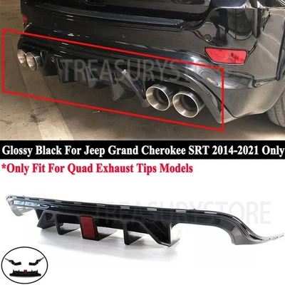 适用于吉普大切诺基 SRT 2014 - 2021 鲨鱼鳍后保险杠扩散器 带 LED 套件 — 第 1/4 张图片