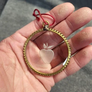 Vintage Brass Clear Glass Apple Sun Catcher Ornament - Picture 1 of 5
