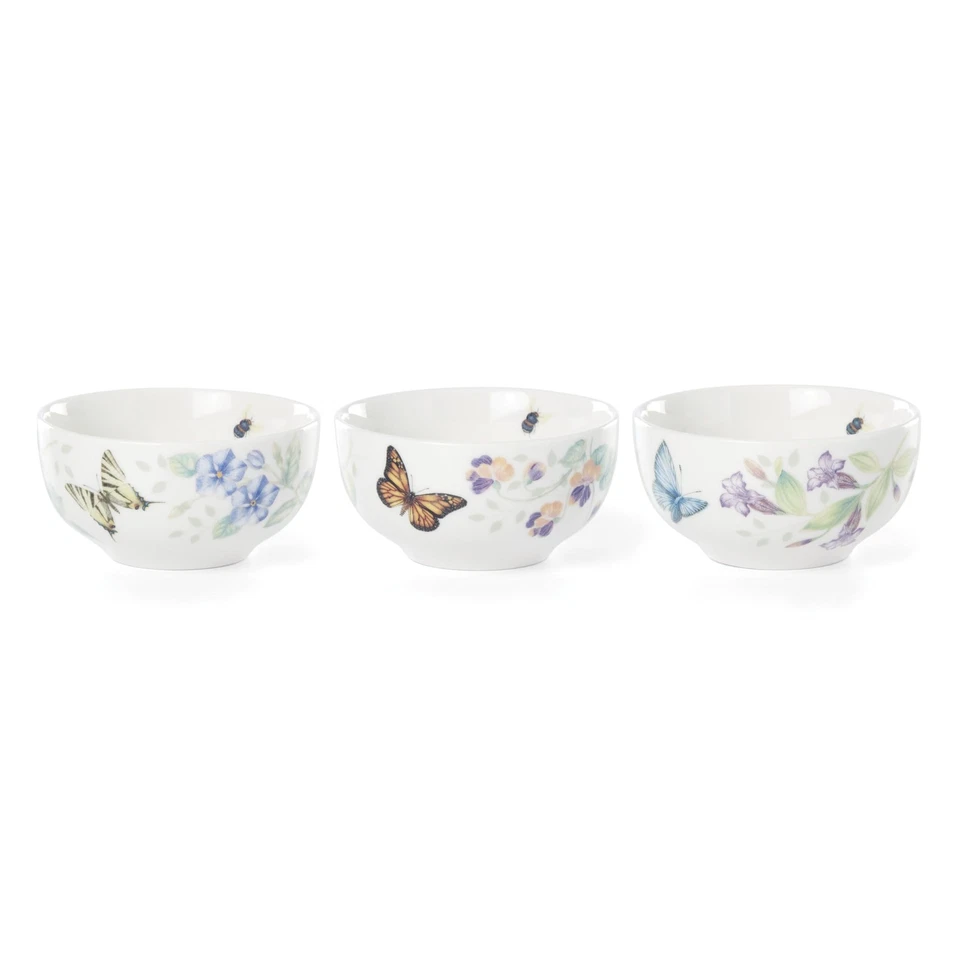 Lenox Butterfly Meadow Kitchen Mini Bowl Set Set of 3 - White with Multi-color