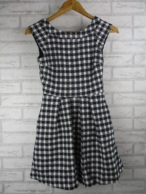 Женское платье Zara Fit & Flare темно-синее с белым клетчатым принтом S с овальной спинкой - Изображение 1 из 4