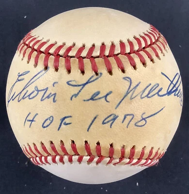 Eddie Mathews Signed Baseball Rawlings Full Name Autograph HOF 1978 Insc JSA - Image 1 of 4