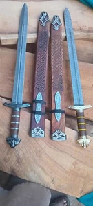 Pack of 2 Handmade Damascus Steel Northman Sword Viking Sword Handmade Scabbard. - Picture 1 of 3