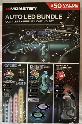 Monster Auto LED Paquete con luces LED activadas por sonido y movimiento que cambian de color NUEVO Foto 1 de 3