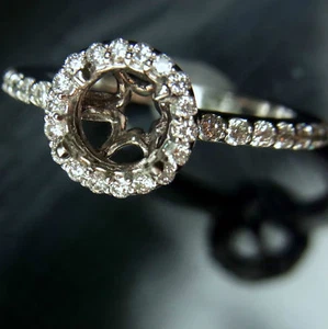 Diamond Semi Mount Halo Engagement Ring Setting Eternity White Rose Yellow Gold - Picture 1 of 1