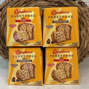 Bauducco 4 = 2 Chocolate Chip & 2 Classic Mini Panettone Italian Cake 2.8 oz. - Picture 1 of 13
