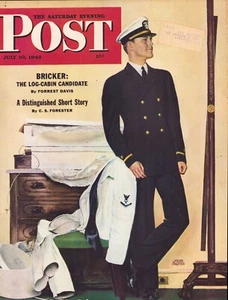 JULY 10 1943 New Naval Officer SATURDAY EVENING POST COVER ONLY #1 John Falter - Picture 1 of 3