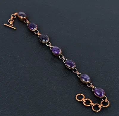 紫水晶手工宝石铜电成型婚礼珠宝手链 — 第 1/4 张图片