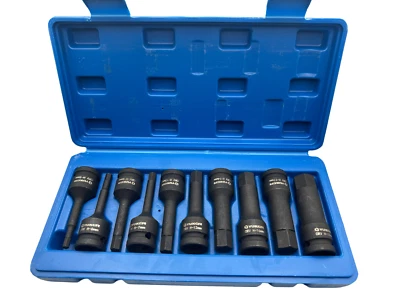 10 Piece 1/2" Drive Impact Hex Bit Deep Set Hex Driver Metric H5MM-H19MM - Image 1 of 4