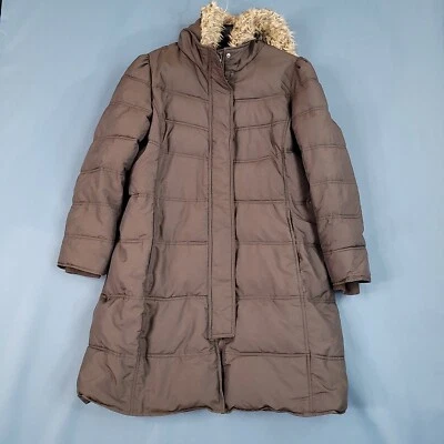 Abrigo acolchado con capucha de piel sintética marrón liso talla XL Old Navy para hombre y mujer Foto 1 de 4