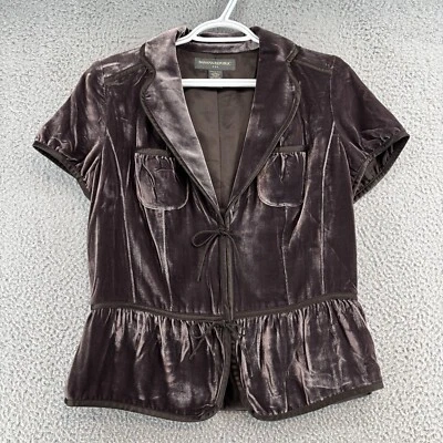 Banana Republic Top Womens 6 Brown Velvet Tie Front Y2K Witchy Goth Academia - Image 1 of 4
