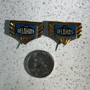 Lot of 2 Delahaye Motor cars France Vintage Tin Pin Pinback #49609 - Picture 1 of 2