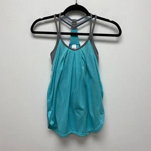 Ivivva Girls Lululemon Blue Scoop Neck Pleated Racerback Athletic Tank Top 12 - Picture 1 of 8