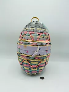 Cesta colgante de huevos de Pascua de mimbre pintada a mano 10,5 x 7,5 Cottagecore - Imagen 1 de 8