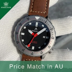 Steeldive Steelflier SF752, Black, NH35, Sapphire, Lume, Diving, Leather, BNIB - Picture 1 of 19