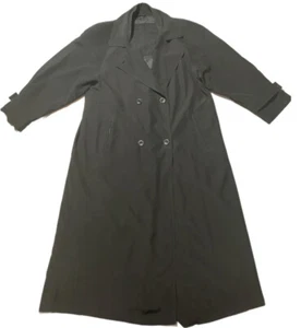 Utex Weekend Wear Double Breasted Lined Pockets Trench/Rain Coat Black Women 12⛈ - Picture 1 of 12