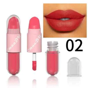 Lápiz labial líquido rojo sexy duradero maquillaje brillo labial mate terciopelo 2 en 1 - Imagen 1 de 29