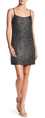 Vestido CeCe by Cynthia Steffe Mia nudo laminado negro rico XS NUEVO CON ETIQUETAS $98 Foto 1 de 3