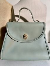 Womens Vintage Coach Purse Teal Cow Hide Leather Gold Tone Hardware Hand Bag