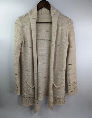 Brandy Melville Cream White Agnete Cardigan Lana Wool Blend Open Knit Cardigan - Image 1 of 4