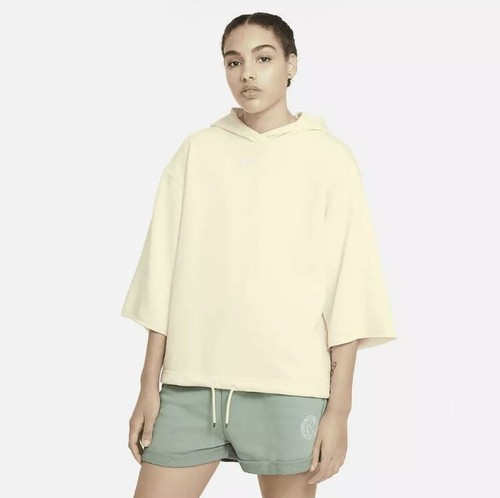 OFF WHITE Felpa con cappuccio oversize donna grande Nike Sportswear Icon Clash manica 3 4