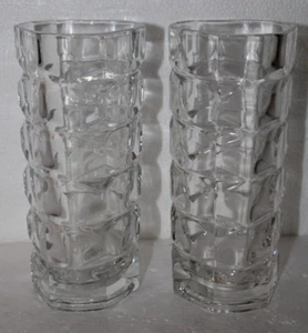 Luminarc French Vases Clear Heavy Molded Glass 6-5/8" tall Geometric Cubist 70's - Picture 1 of 10