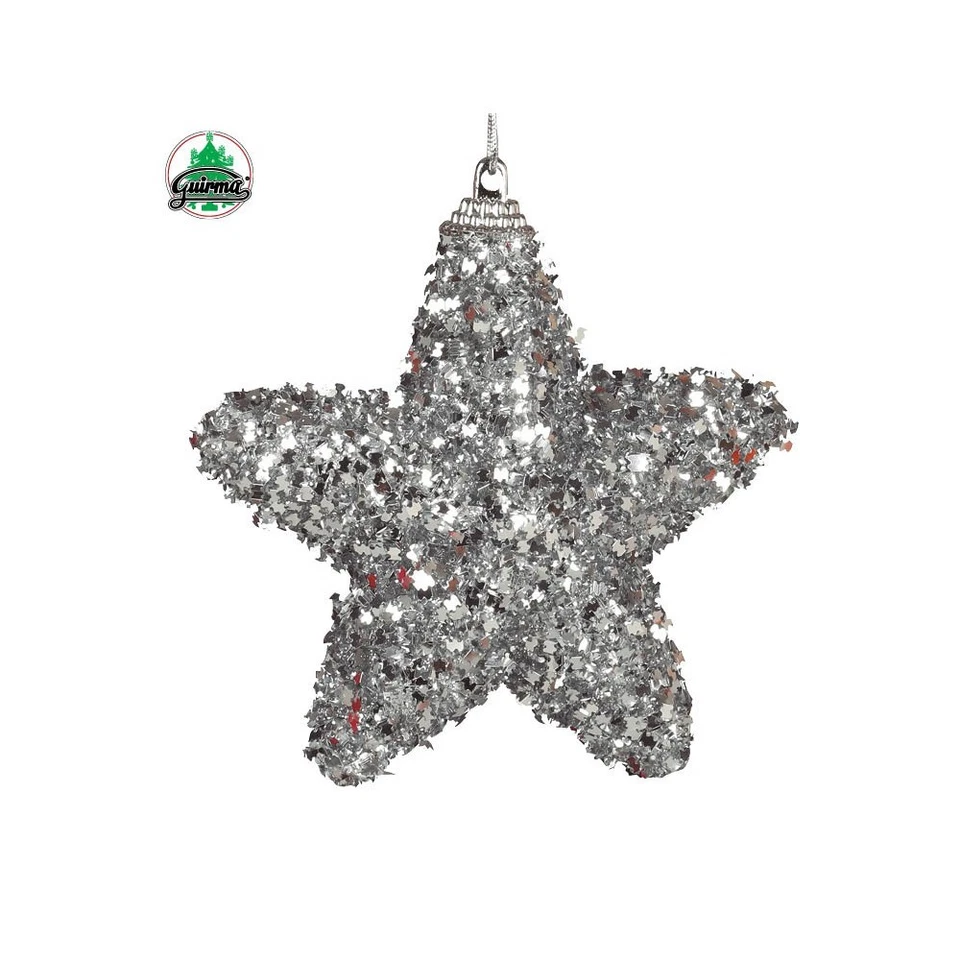 Stelle Argento Glitter Decorazioni Albero Di Natale Addobbi - Set Di 4 - Immagine 1 di 1