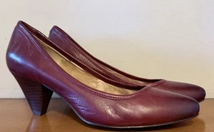 Frye Regina Women’s Red Leather Pumps Block Heel Size 11 - Picture 1 of 11