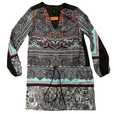 Clover Canyon Mini Vestido Manga Larga Paisley Talla Pequeña B15 Foto 1 de 4