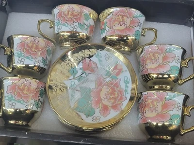 Juego de 12 tazas de té o café con platillos de lujo para servir 6 miembros Foto 1 de 4