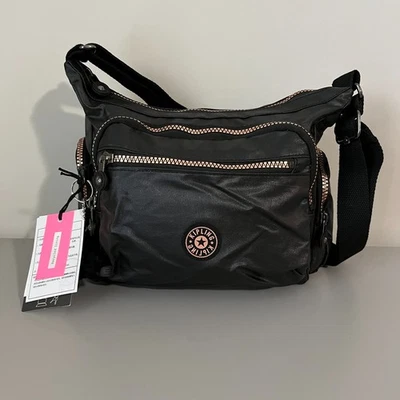 Kipling Gabbie Black with Rose Gold Crossbody Bag in Metal Purple NWT - Image 1 of 4