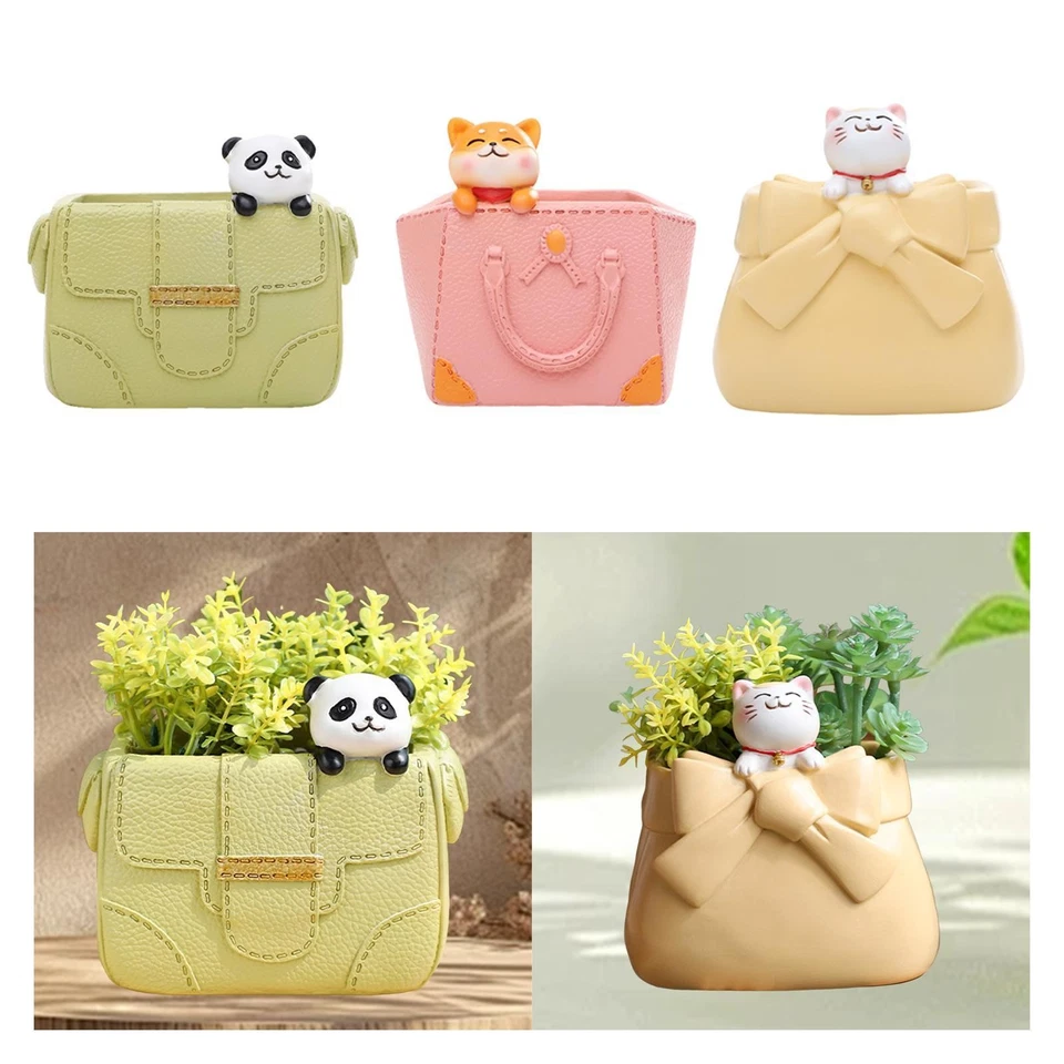 Resin Flower Pot Handbag Flower Vase Container Housewarming Gift Bonsai Plant - Image 1 of 1