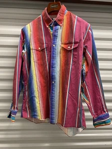 Vintage Wrangler Brushpopper Shirt 17 - 35 Cowboy Cut X Long Tails gestreift 90er - Bild 1 von 24