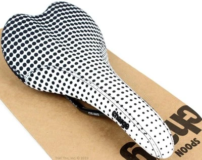 Sillín de bicicleta Charge Bikes Spoon Dot Fade blanco y negro CrMo Rails carretera MTB híbrido Foto 1 de 3