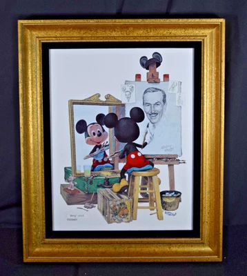 Disneyland 1991 Charles Boyer LE Ceramic Print Mickey Self Portrait Walt Disney - Image 1 of 4