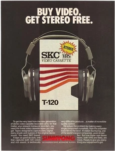 Vintage Print Ad SKC VHS Stereo Video Cassette - Buy Video. Get Stereo Free 1984 - Picture 1 of 5