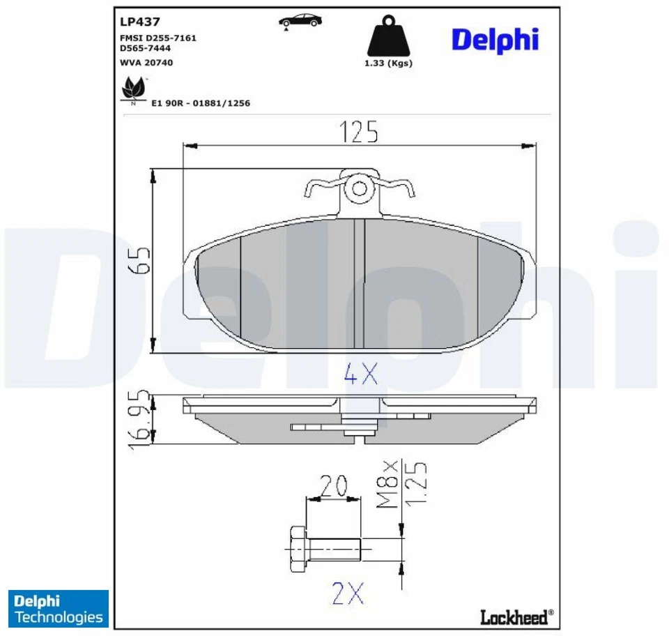 Delphi LP437 Bremsbelagsatz für Scheibenbremse Bremsbelagsatz für Volvo  - Bild 1 von 1