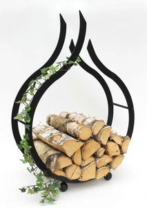 Kaminholzregal Flamme Kaminholzständer 78 cm Holzkorb Kaminholzhalter Holzregal - Bild 1 von 9
