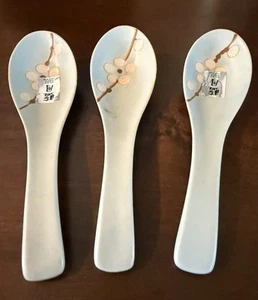 Blue Moon Japan Cherry Blossom Ramen Soup Spoons 3 Label Attached - Picture 1 of 8