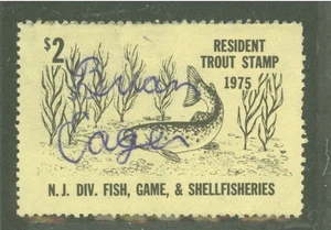 1975 NJ Trout Permit Stamp, signed - Picture 1 of 1