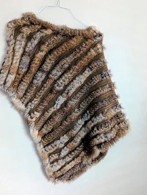 Mantón de piel de conejo acogedor cálido cómodo chaqueta poncho OS para mujer encubrimiento conejito de nieve Foto 1 de 4