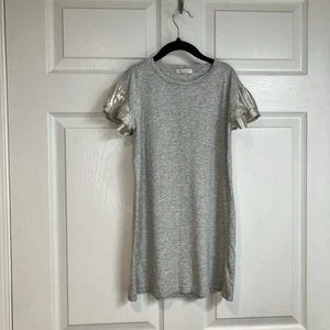 Crewcuts Metallic Flutter Sleeve Tunic Top T Shirt Dress Gray Girls Size 7 - Picture 1 of 10