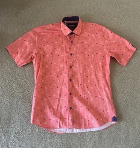 Maceoo Hemd Herren Large Button Down Kurzarm Shell Print Koralle Beachy Gewebt - Bild 1 von 7