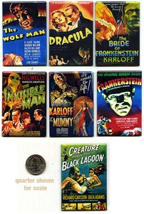 UNIVERSAL MONSTERS 2"x3" MOVIE POSTER 7 MAGNET SET dracula black lagoon wolfman - Picture 1 of 2
