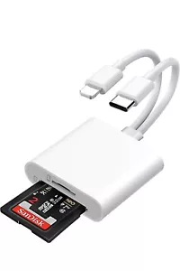 SD Card Reader iPhone, iPad, Android USB C SD, Dual Slot for MicroSD/SD/TF - Picture 1 of 7