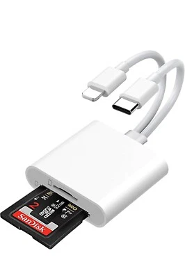 SD Card Reader iPhone, iPad, Android USB C SD, Dual Slot for MicroSD/SD/TF - Image 1 of 4