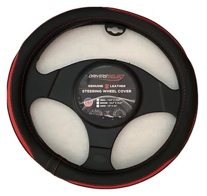 Genuine Small Leather Steering Wheel Cover for Honda Civic , Toyota 13.5”x14.5 - Foto 1 di 2